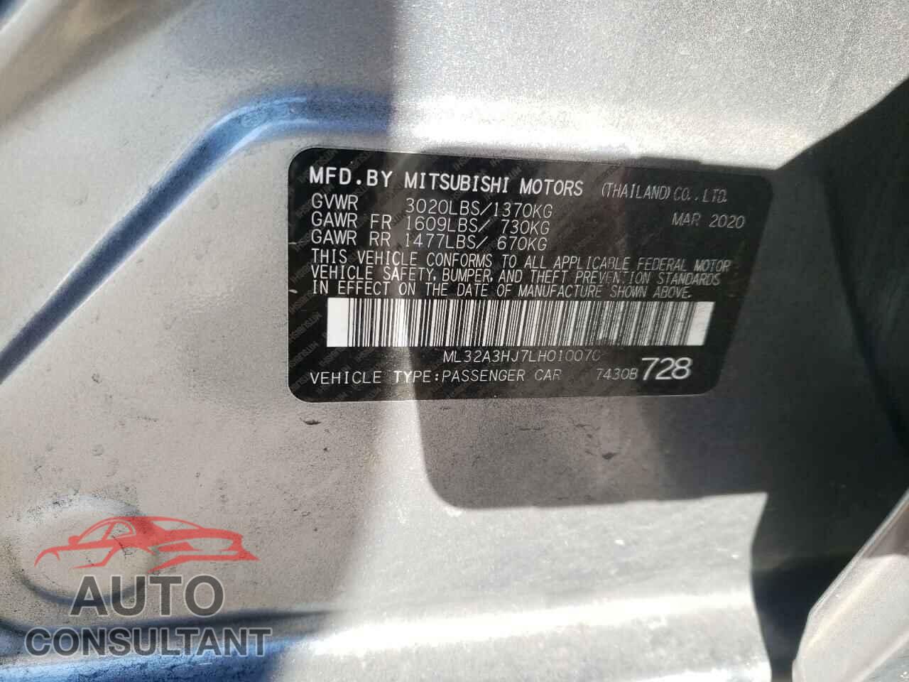 MITSUBISHI MIRAGE 2020 - ML32A3HJ7LH010070