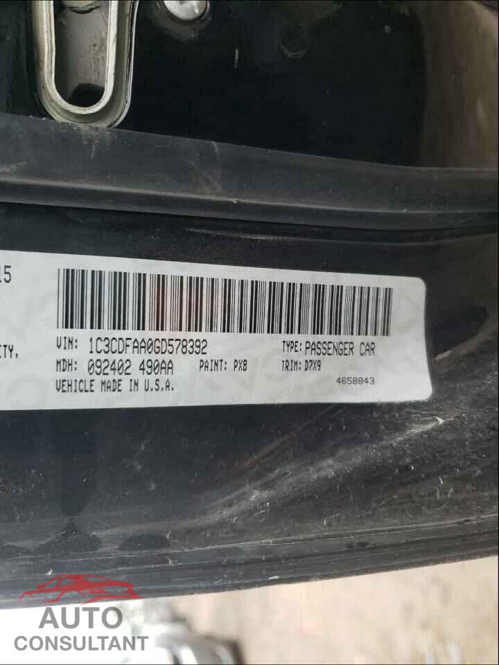 DODGE DART 2016 - 1C3CDFAA0GD578392