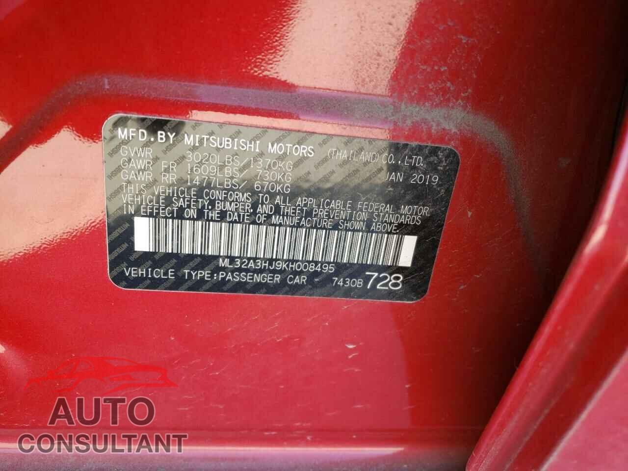MITSUBISHI MIRAGE 2019 - ML32A3HJ9KH008495