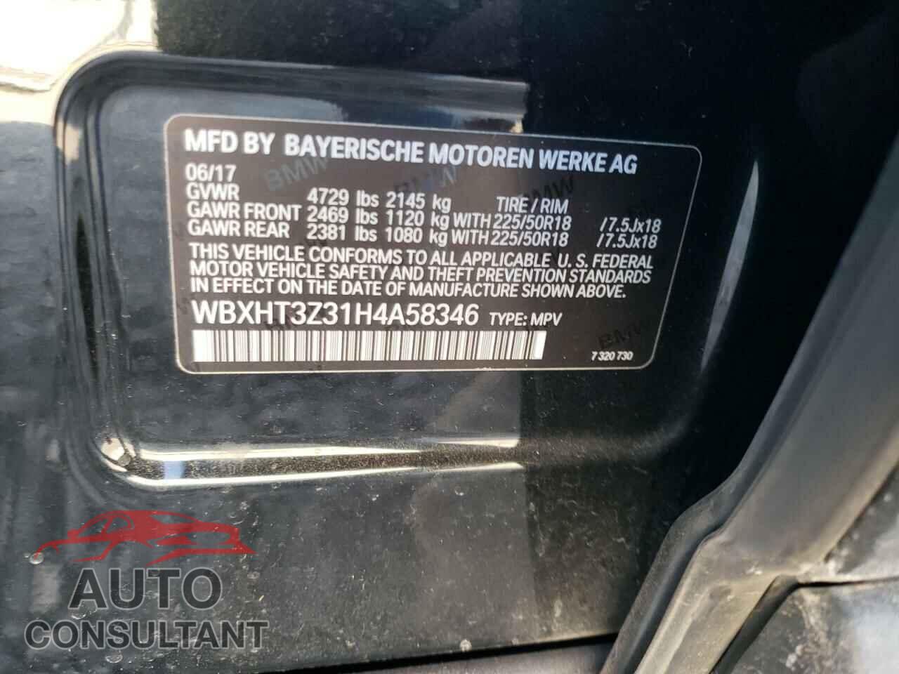 BMW X1 2017 - WBXHT3Z31H4A58346