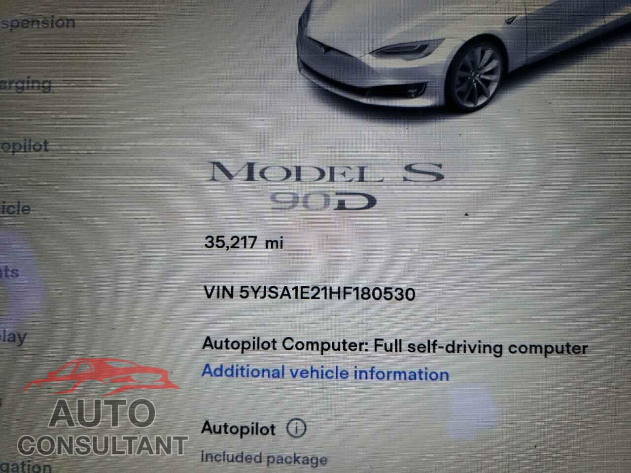 TESLA MODEL S 2017 - 5YJSA1E21HF180530