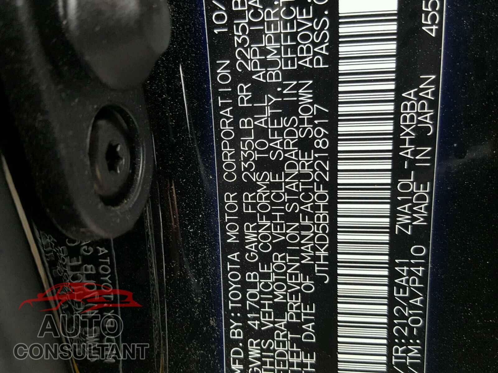 LEXUS CT 200 2015 - JTHKD5BH0F2218917