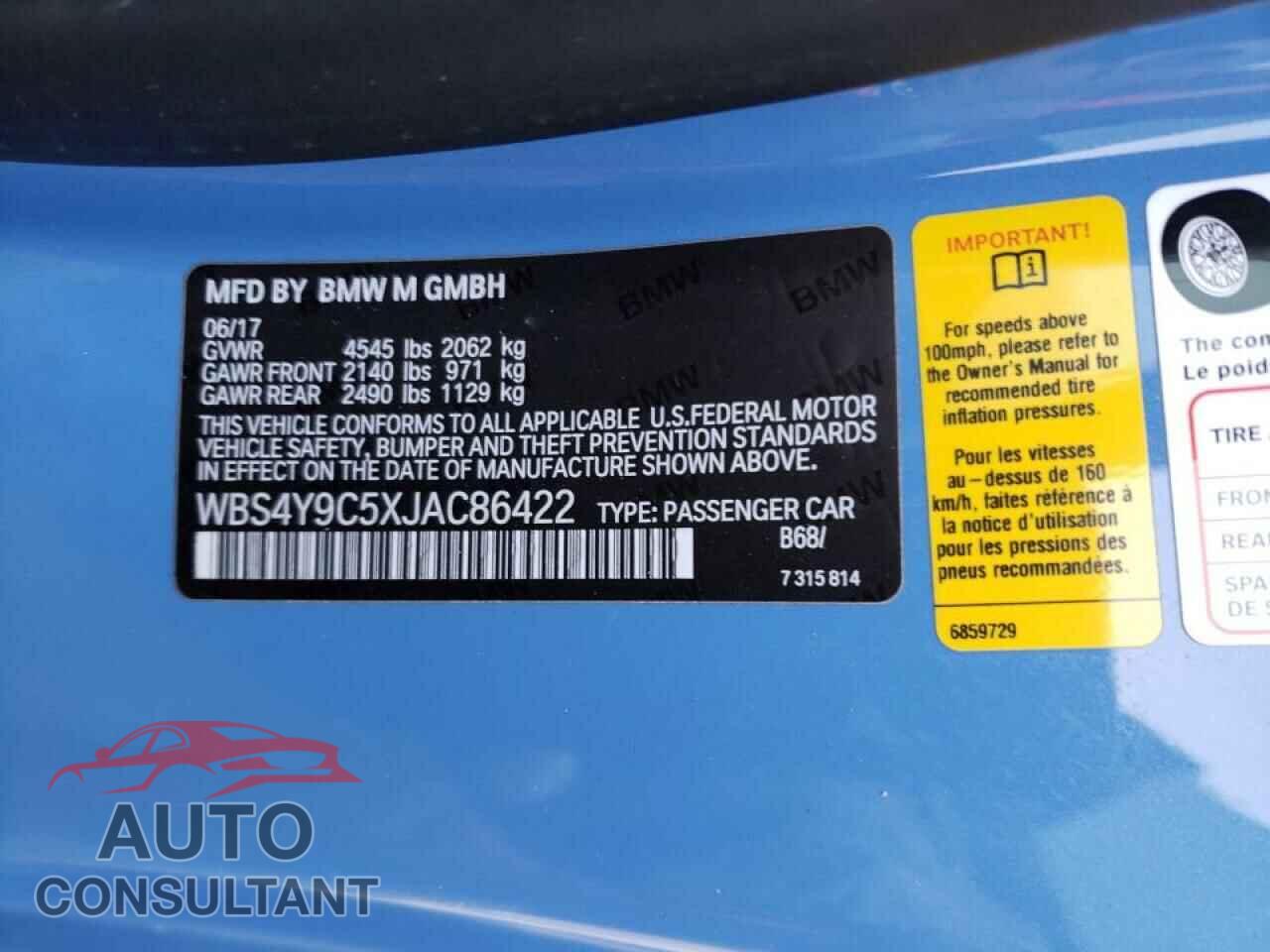 BMW M4 2018 - WBS4Y9C5XJAC86422