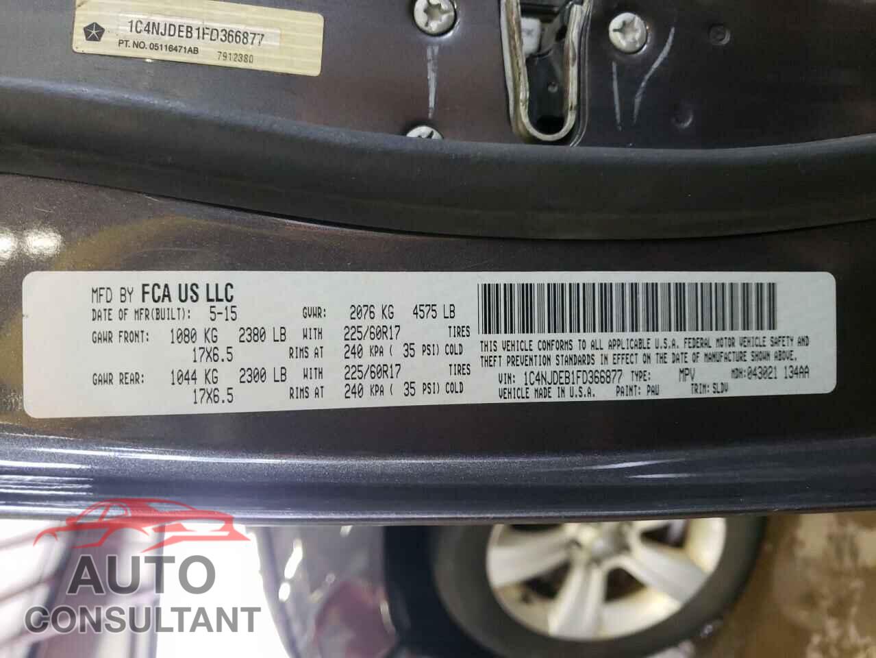 JEEP COMPASS 2015 - 1C4NJDEB1FD366877