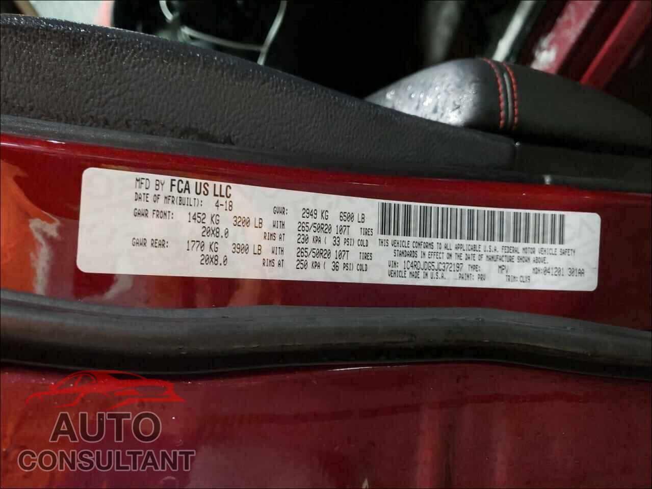 DODGE DURANGO 2018 - 1C4RDJDG5JC372197