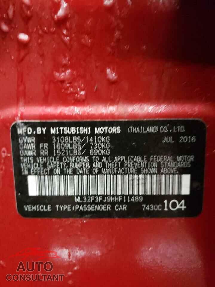 MITSUBISHI MIRAGE 2017 - ML32F3FJ9HHF11489