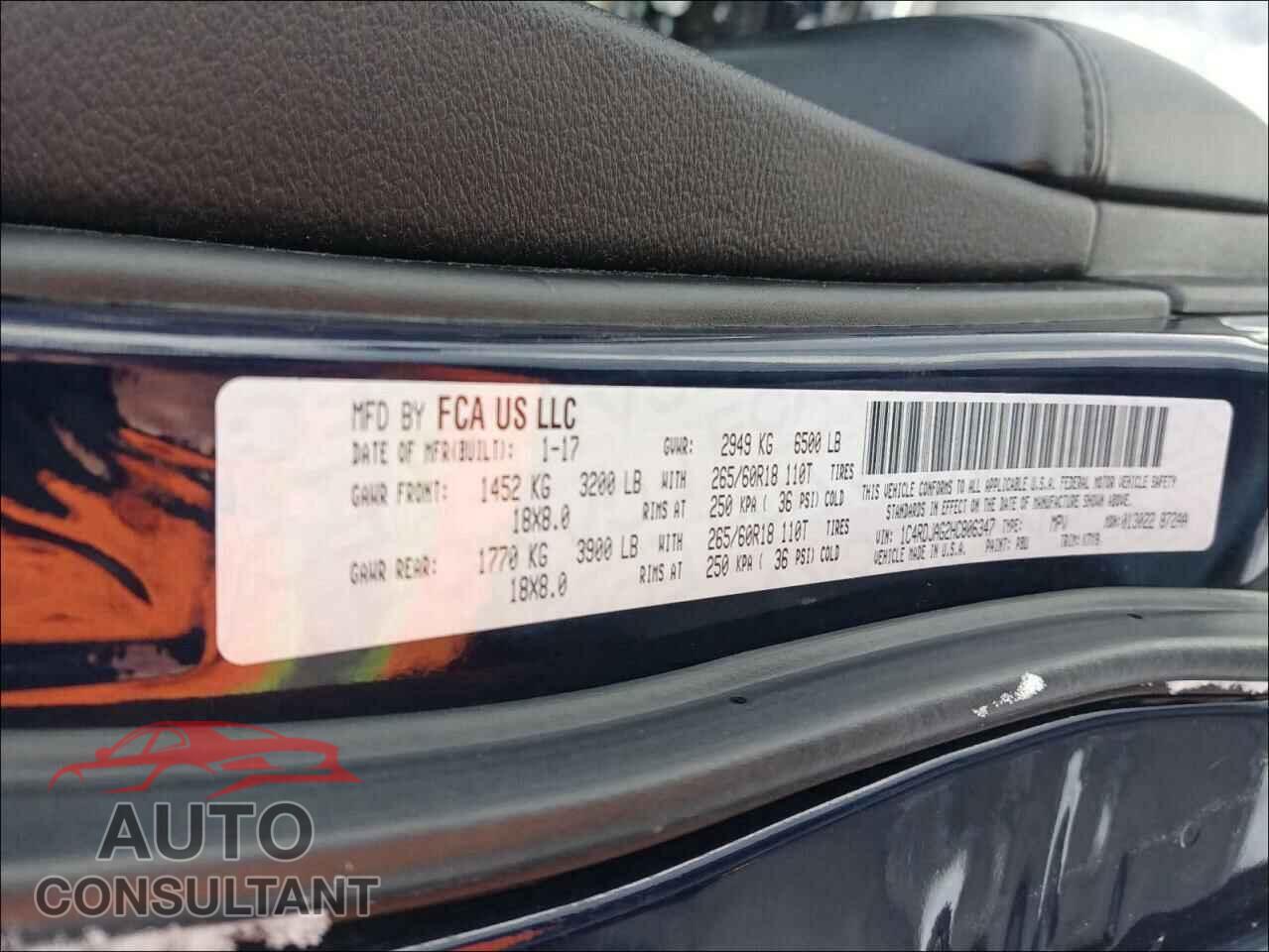 DODGE DURANGO 2017 - 1C4RDJAG2HC806347