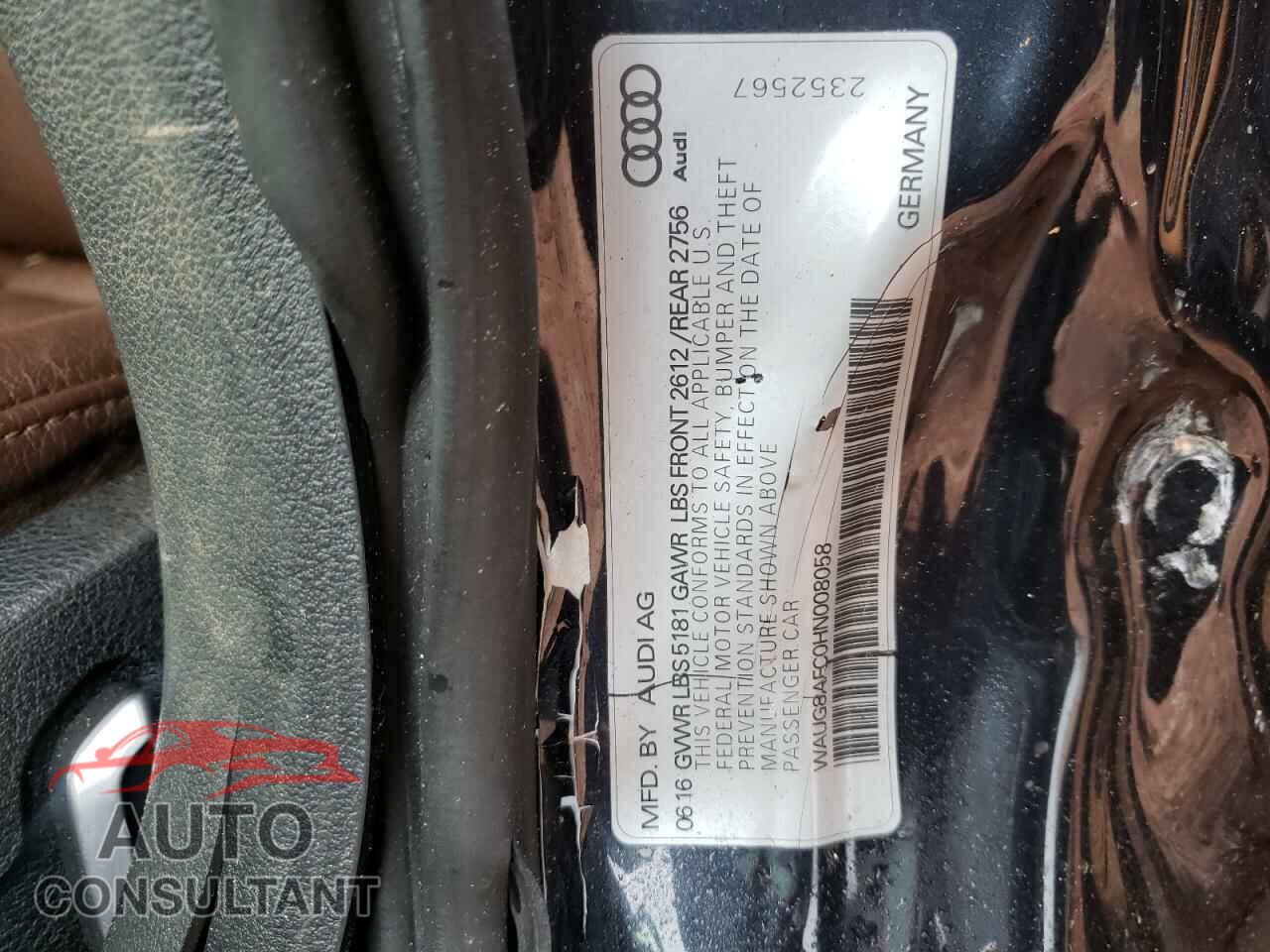 AUDI A6 2017 - WAUG8AFC0HN008058