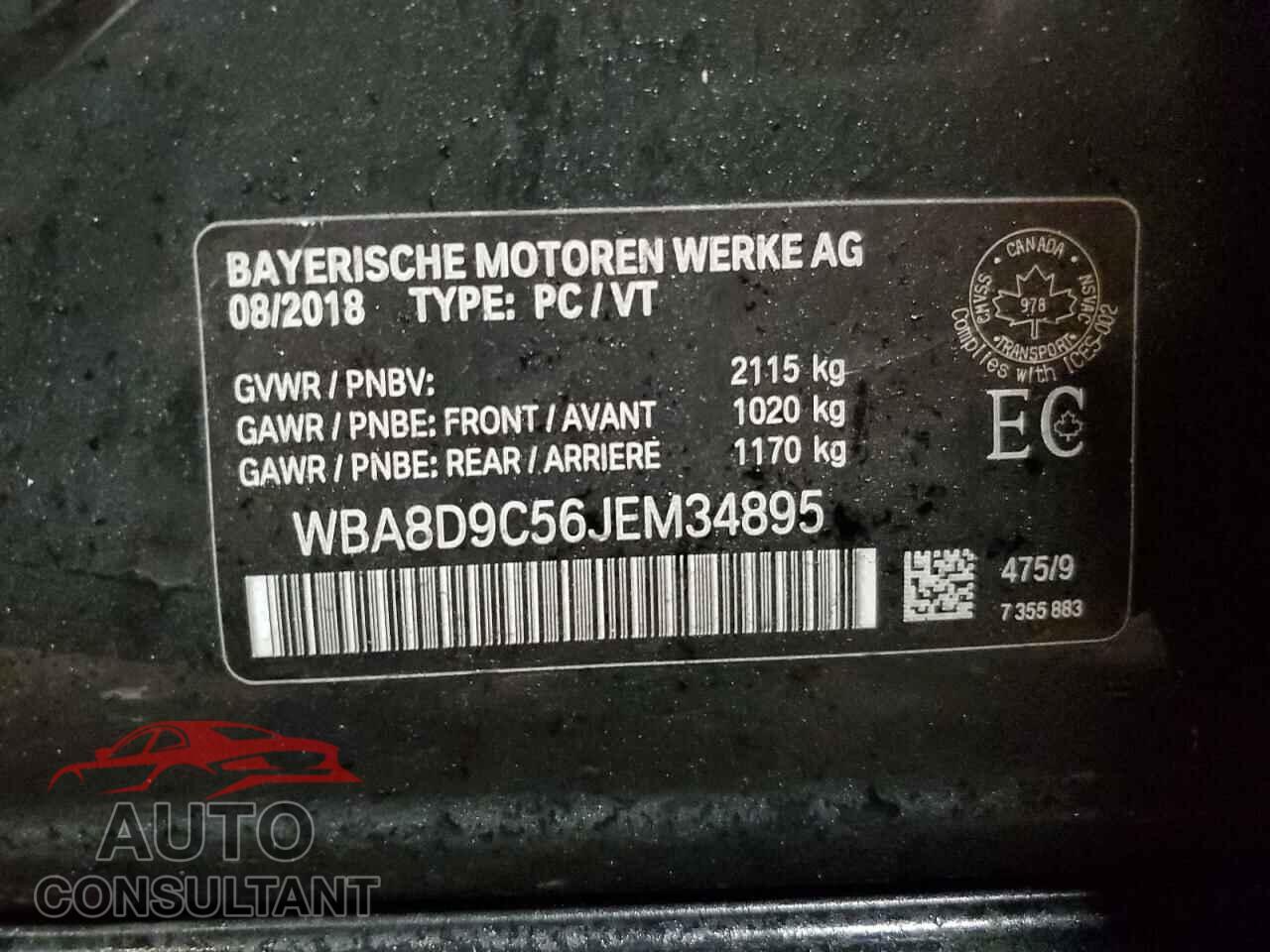 BMW 3 SERIES 2018 - WBA8D9C56JEM34895