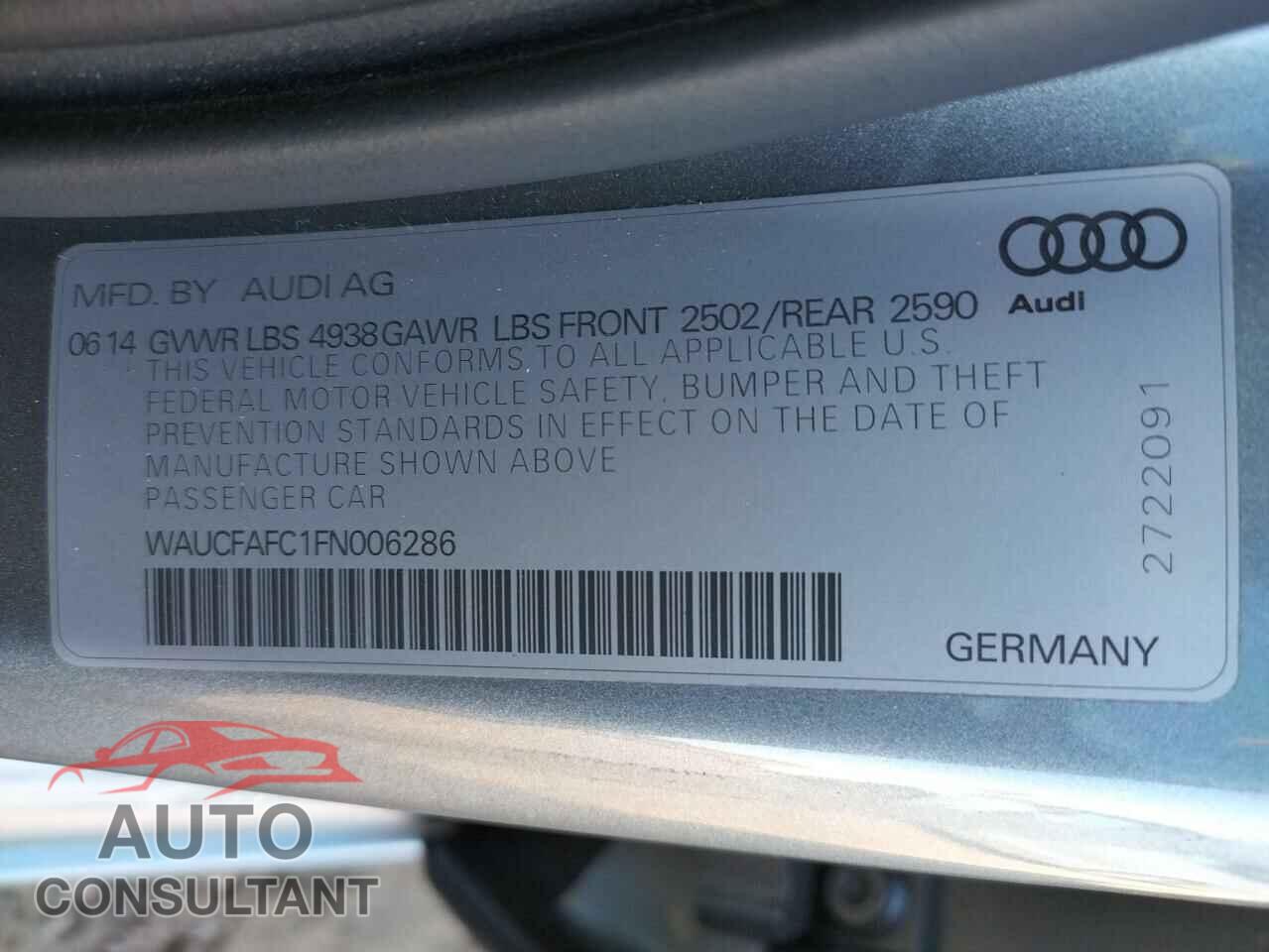 AUDI A6 2015 - 1FMSK7FH5NGA64053