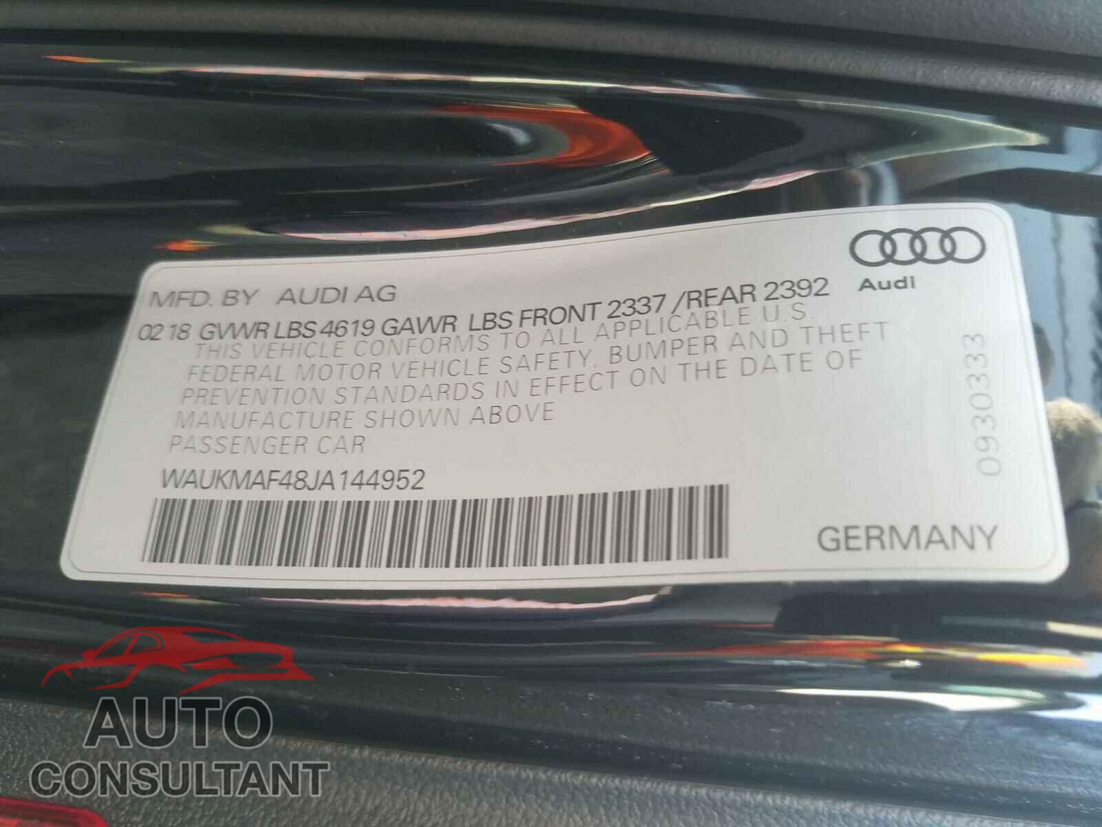 AUDI A4 2018 - WAUKMAF48JA144952