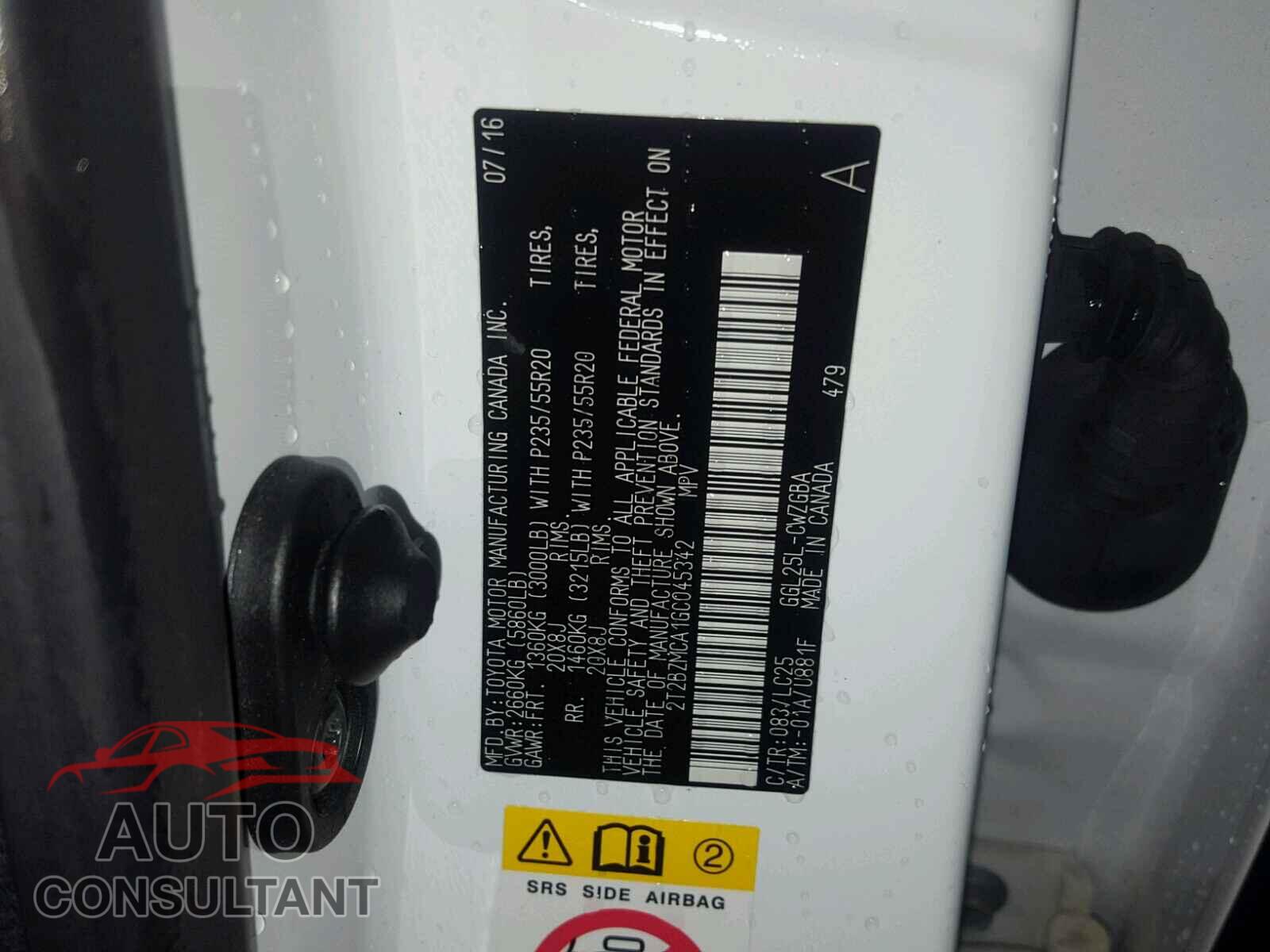 LEXUS RX350 2016 - 2T2BZMCA1GC045342