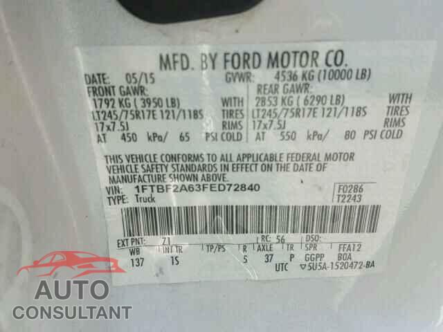 FORD F250 2015 - 1FTBF2A63FED72840