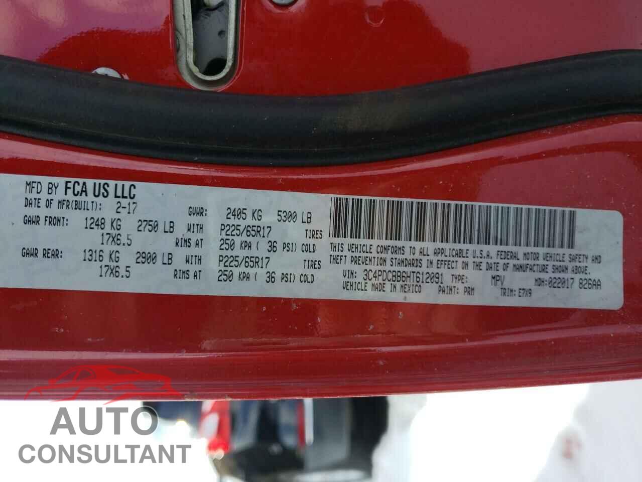 DODGE JOURNEY 2017 - 3C4PDCBB6HT612091