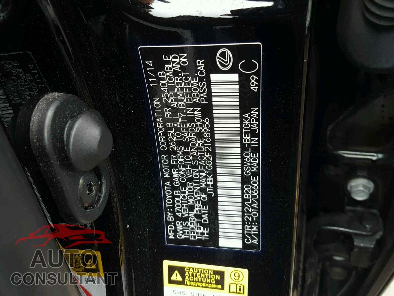LEXUS ES350 2015 - JTHBK1GG2F2168956