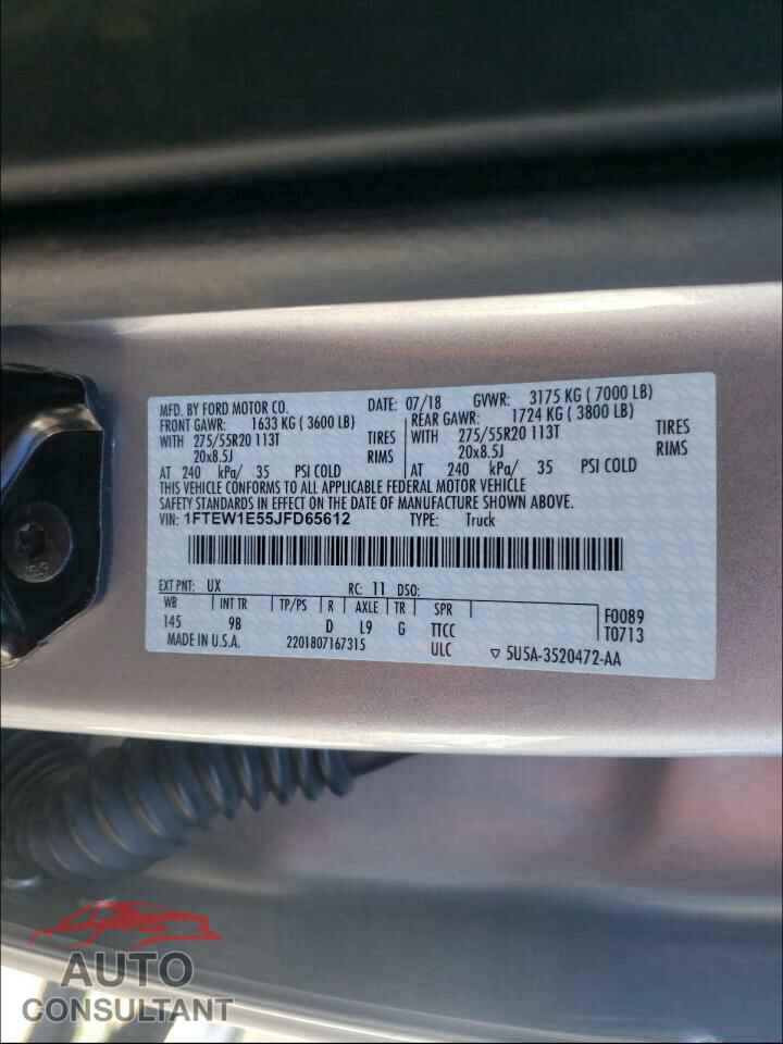 FORD F150 2018 - 1FTEW1E55JFD65612