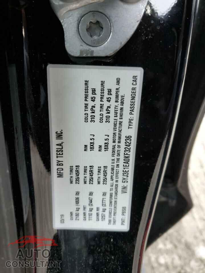 TESLA MODEL 3 2019 - 5YJ3E1EA0KF324236