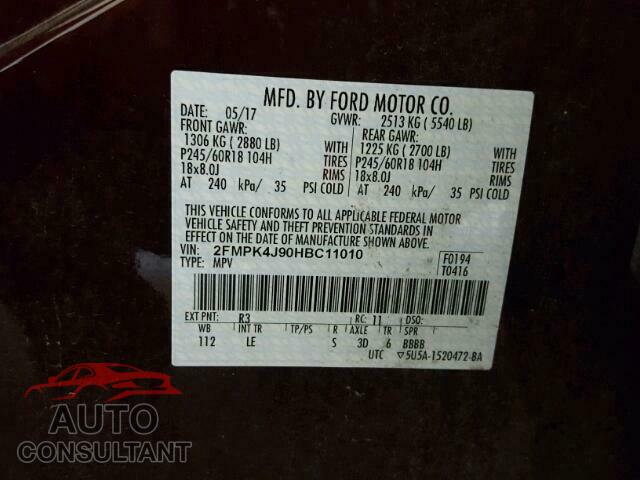 FORD EDGE SEL 2017 - 2FMPK4J90HBC11010