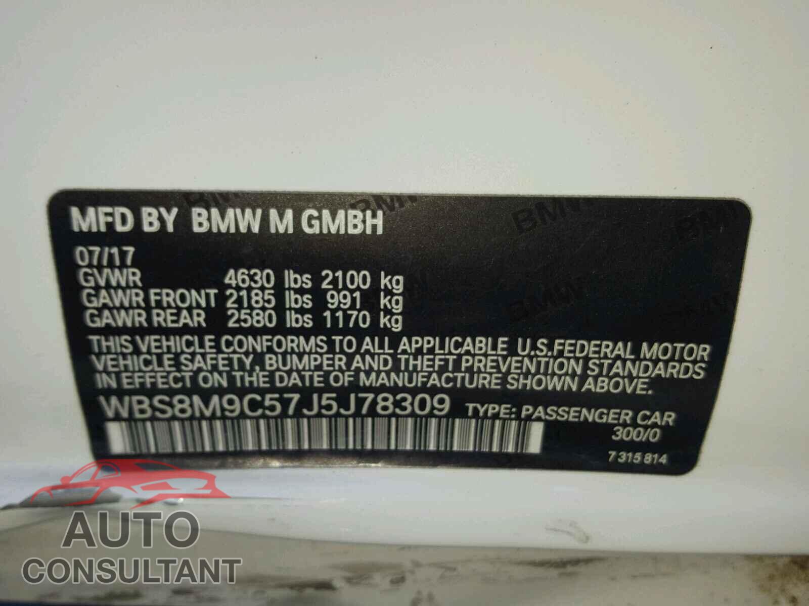 BMW M3 2018 - WBS8M9C57J5J78309
