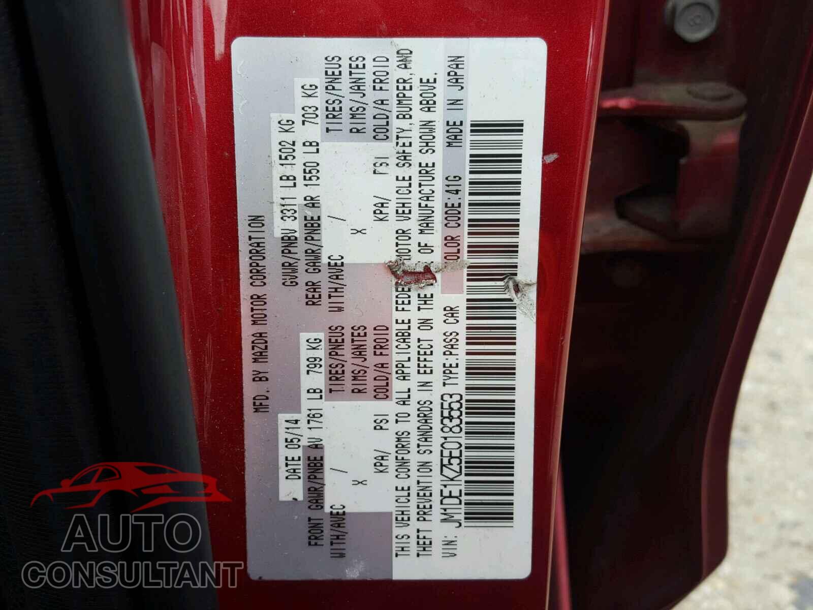 MAZDA 2 2014 - JM1DE1KZ5E0183553