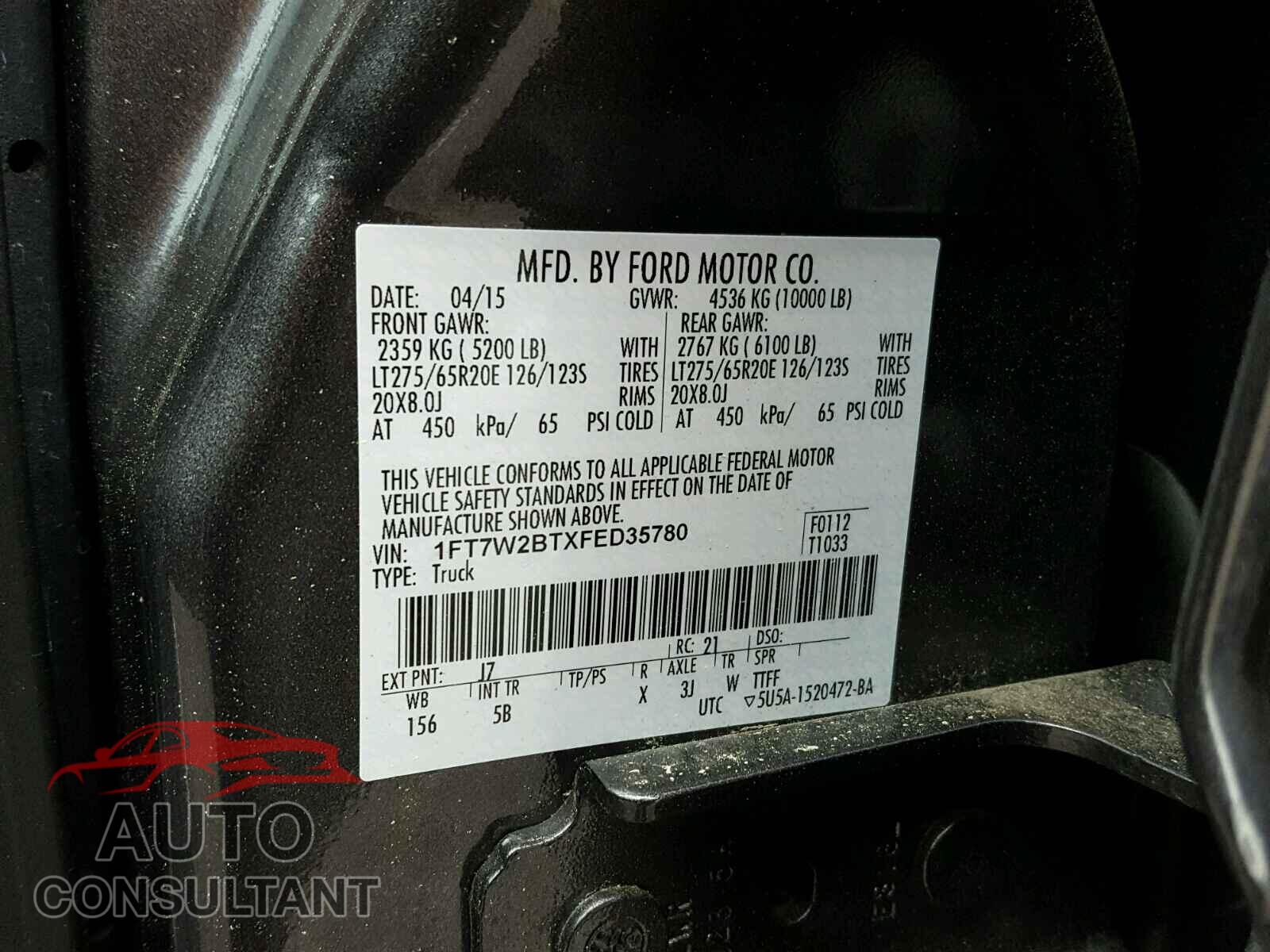 FORD F250 2015 - 1FT7W2BTXFED35780