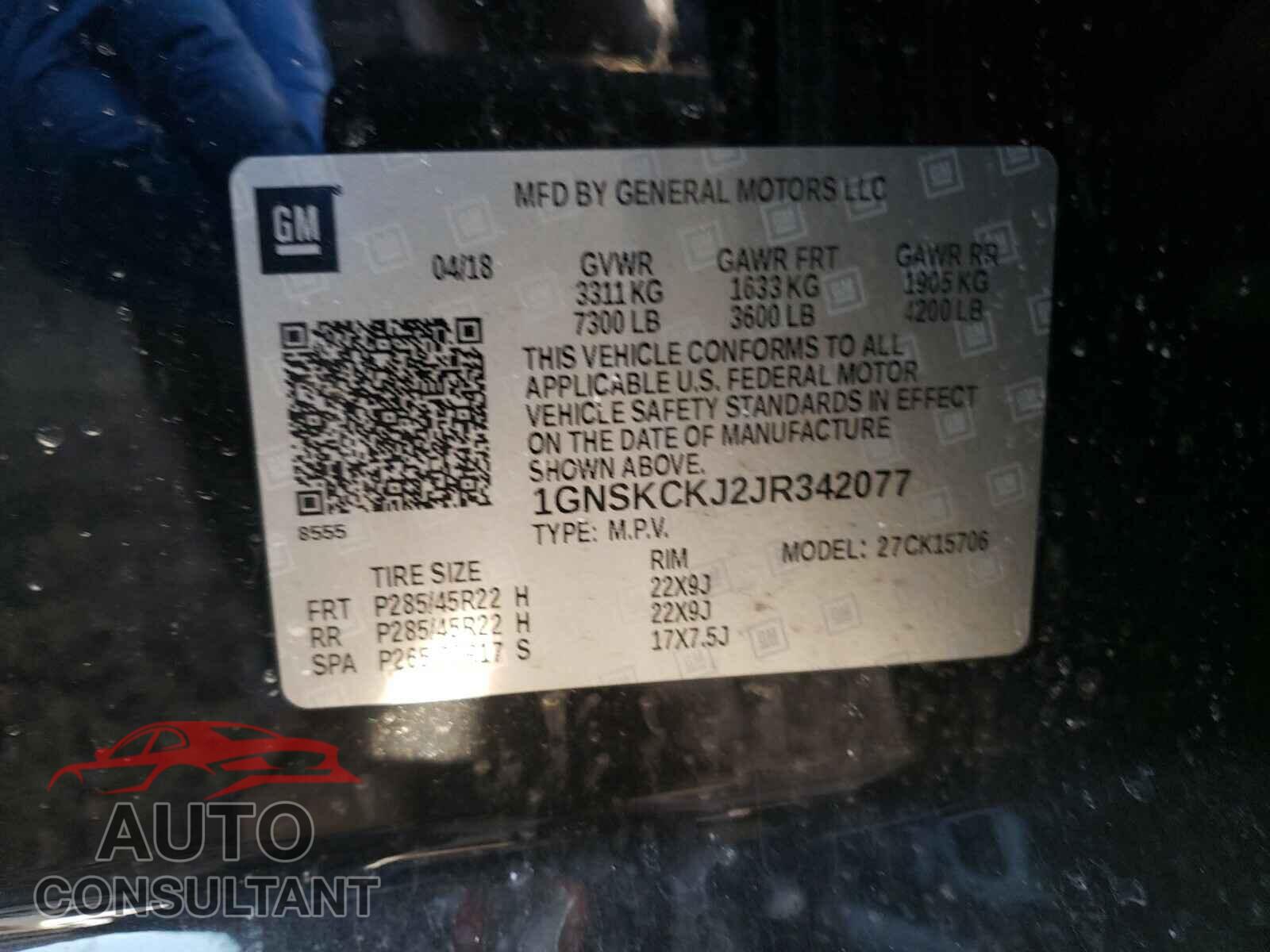 CHEVROLET TAHOE 2018 - 1FMCU0G64LUA51408