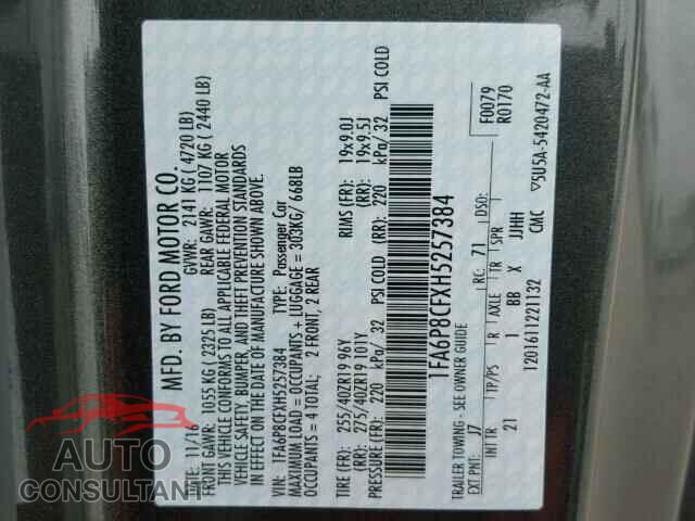 FORD MUSTANG 2017 - 1FA6P8CFXH5257384
