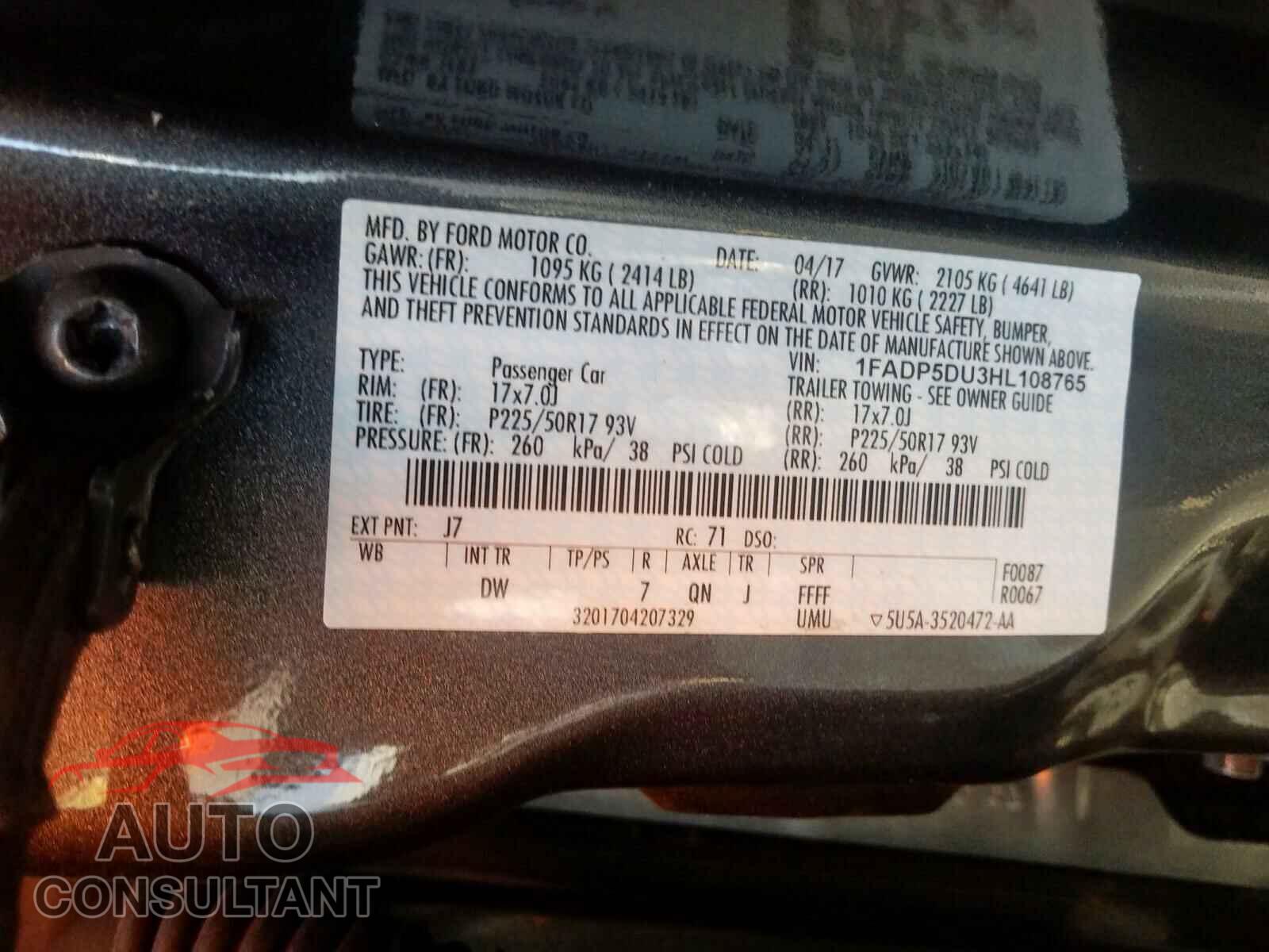 FORD CMAX 2017 - 3VWC57BUXKM194766