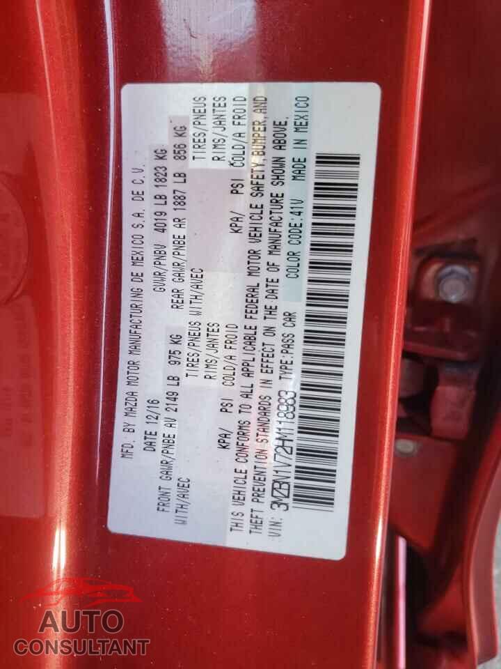 MAZDA 3 2017 - 3MZBN1V72HM118983