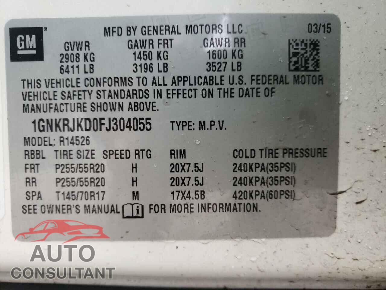 CHEVROLET TRAVERSE 2015 - 1FATP8UH8L5131875