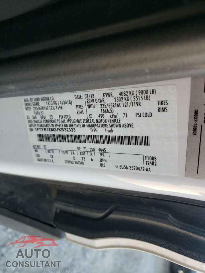 FORD TRANSIT CO 2018 - 1FTYR1ZM2JKB32333