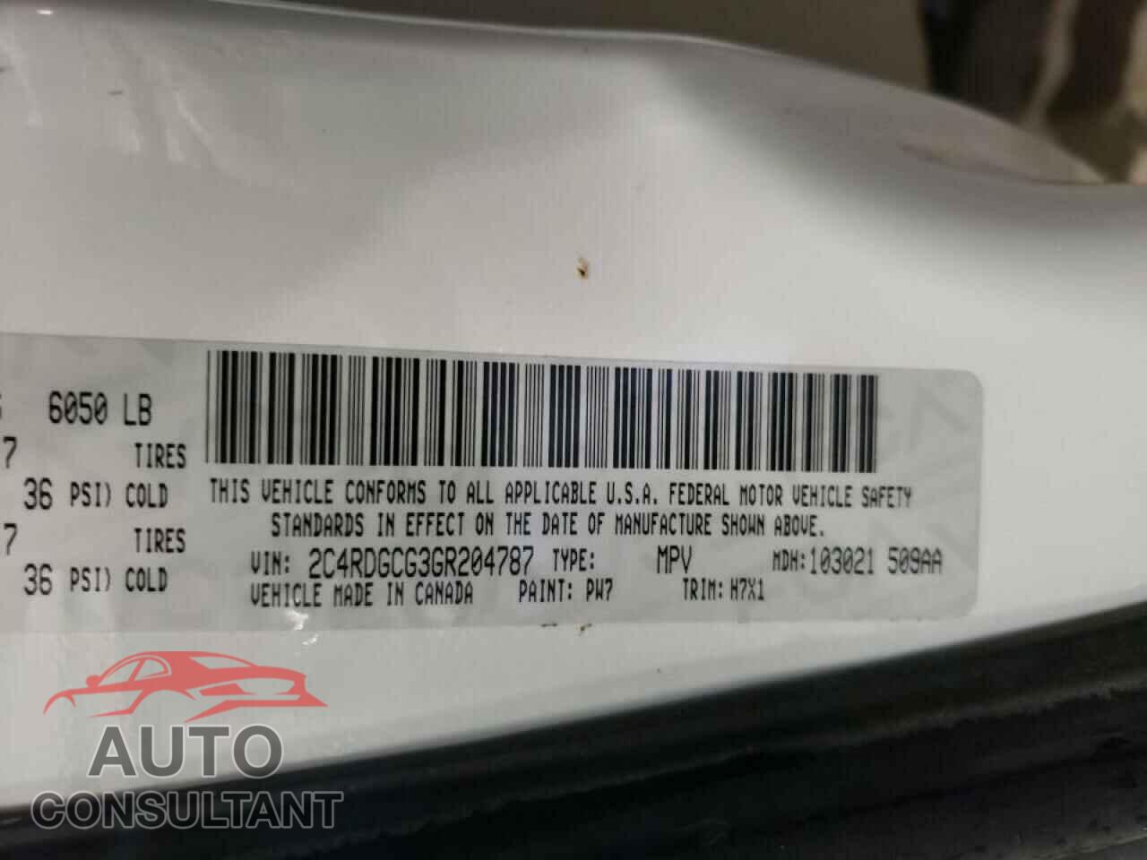 DODGE CARAVAN 2016 - 2C4RDGCG3GR204787