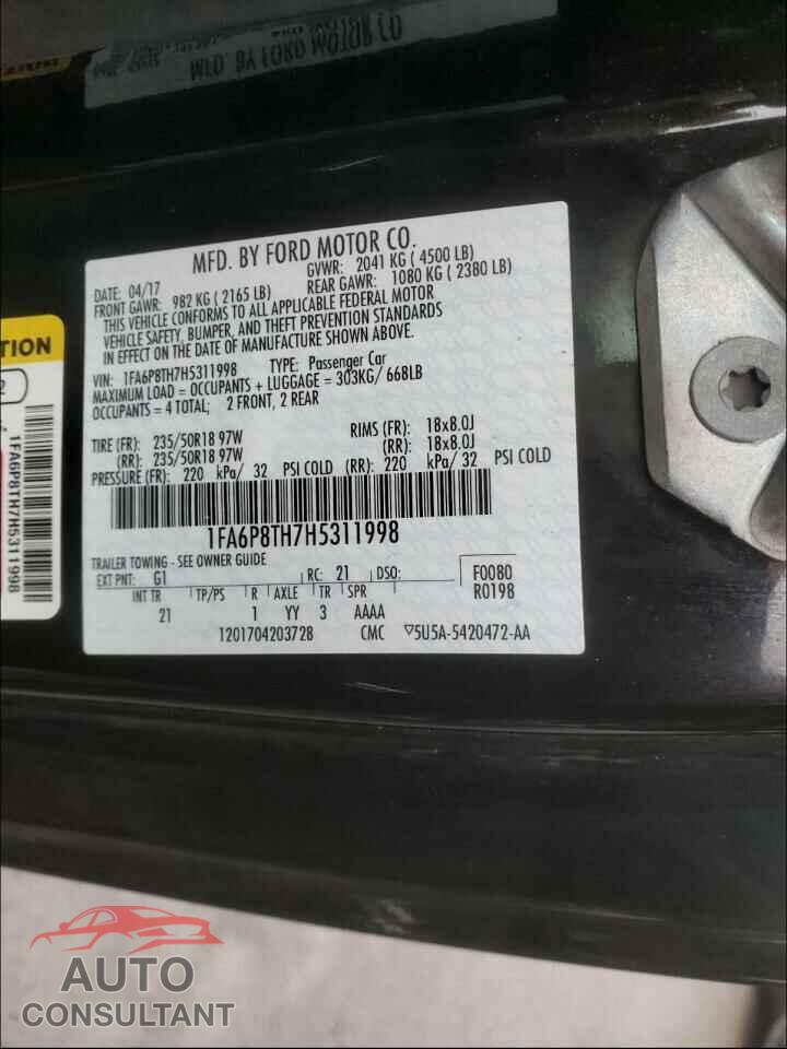 FORD MUSTANG 2017 - 1FA6P8TH7H5311998
