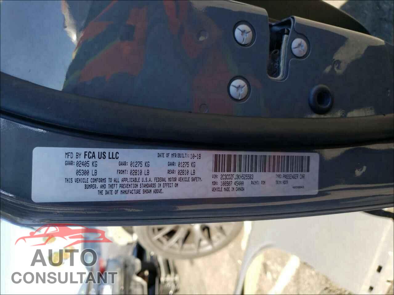DODGE CHALLENGER 2019 - 2C3CDZFJ3KH525563