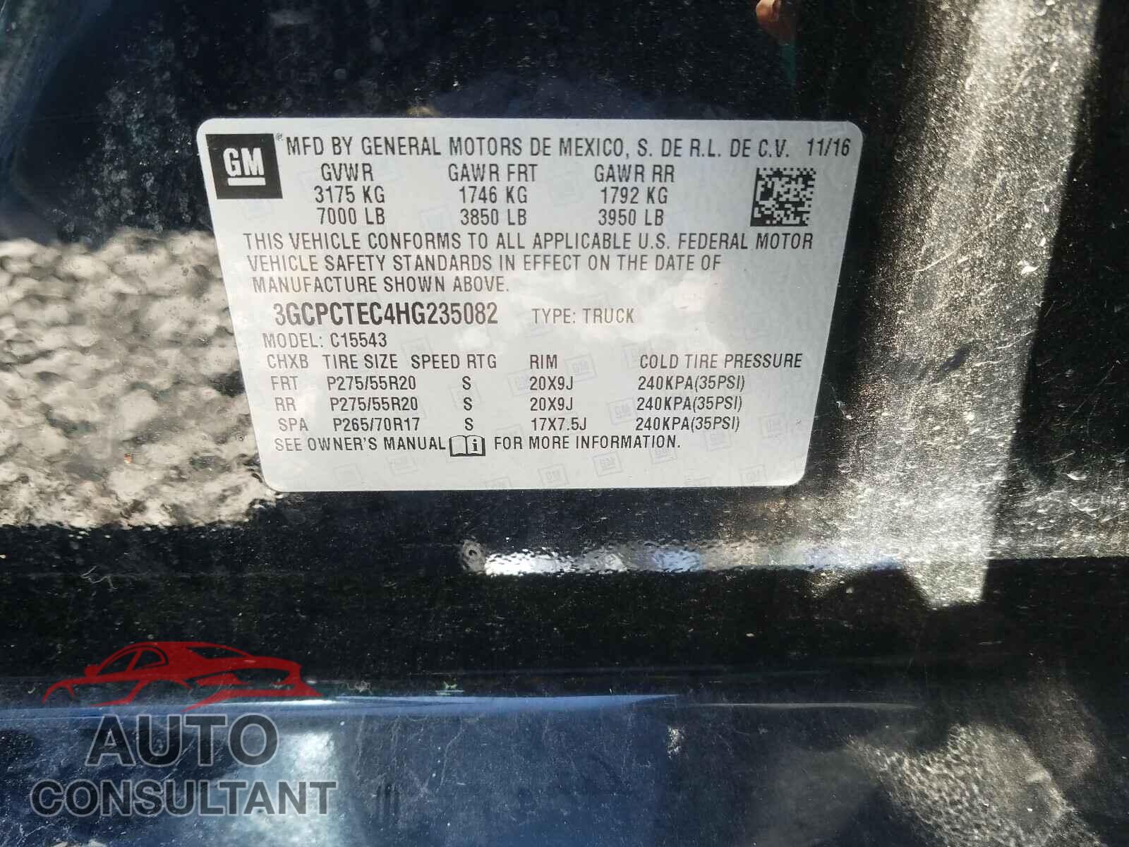CHEVROLET SILVERADO 2017 - 3GCPCTEC4HG235082
