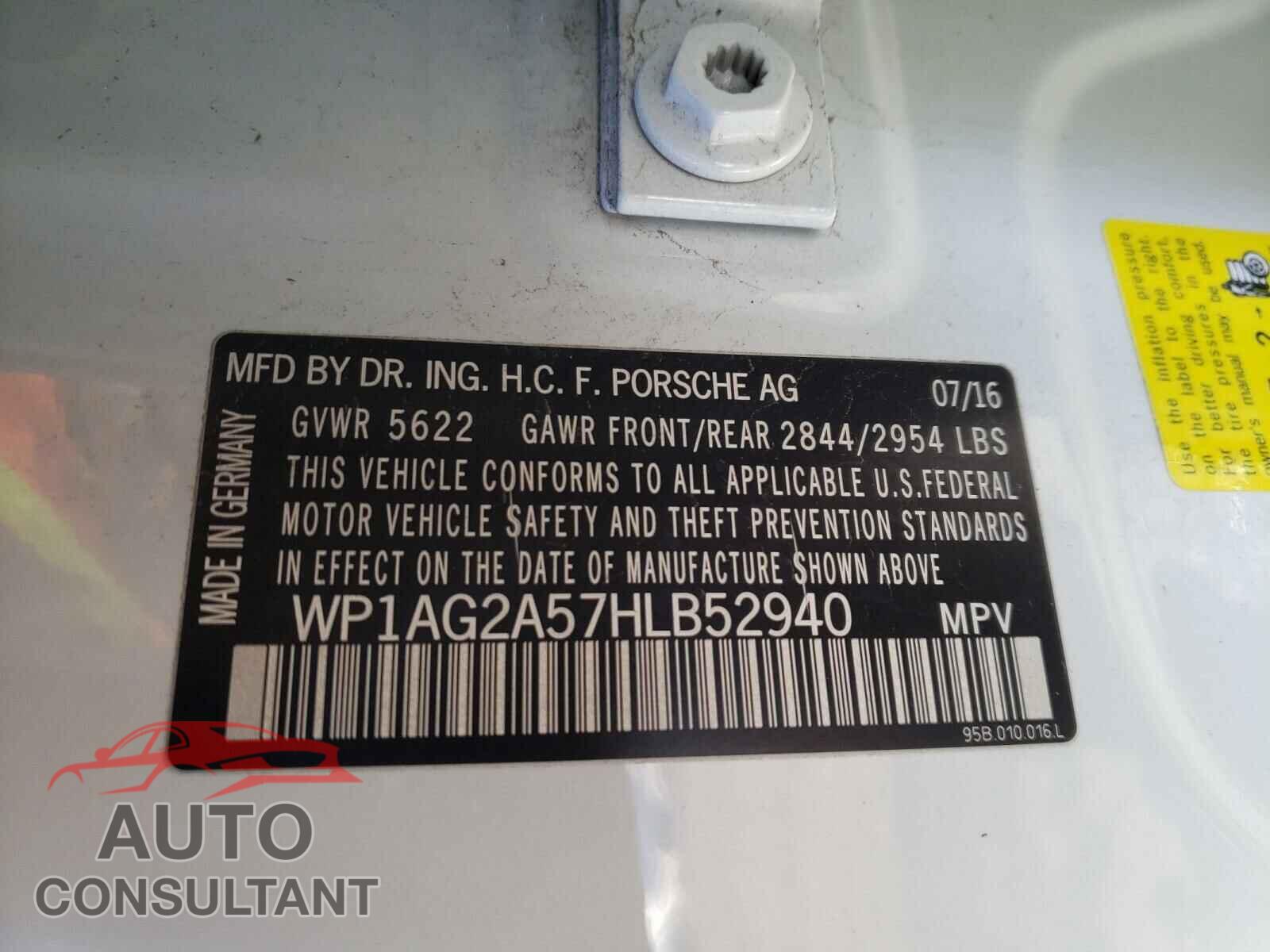 PORSCHE MACAN 2017 - WP1AG2A57HLB52940