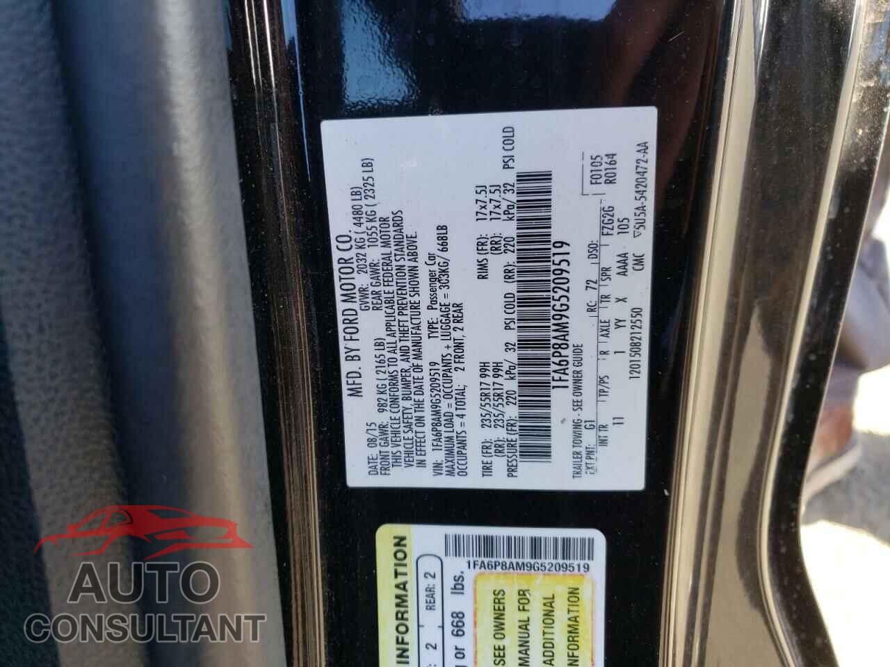FORD MUSTANG 2016 - 1FA6P8AM9G5209519