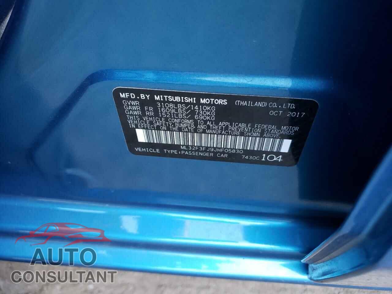 MITSUBISHI MIRAGE 2018 - ML32F3FJ9JHF05830