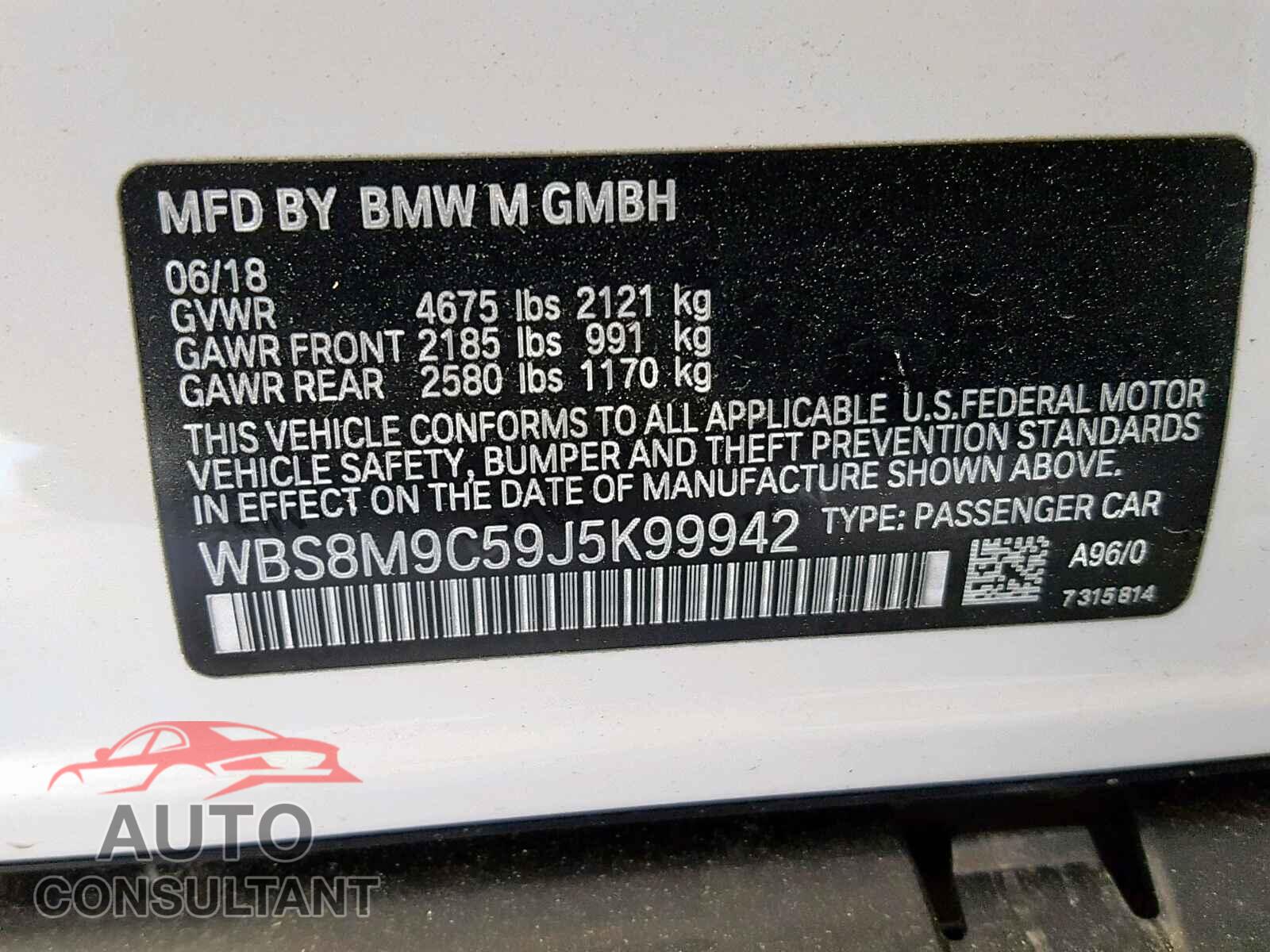 BMW M3 2018 - WBS8M9C59J5K99942