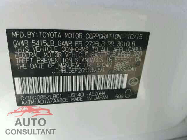 LEXUS LS460 2016 - JTHBL5EF2G5139391