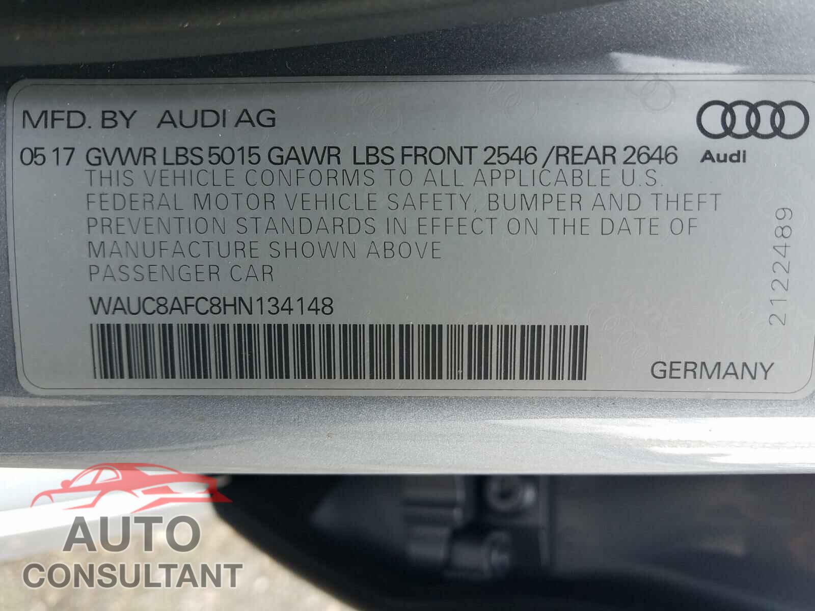 AUDI A6 2017 - WAUC8AFC8HN134148