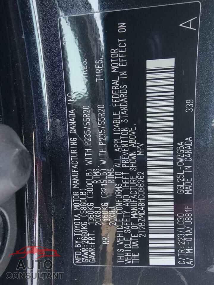 LEXUS RX350 2017 - 2T2BZMCA8HC086262