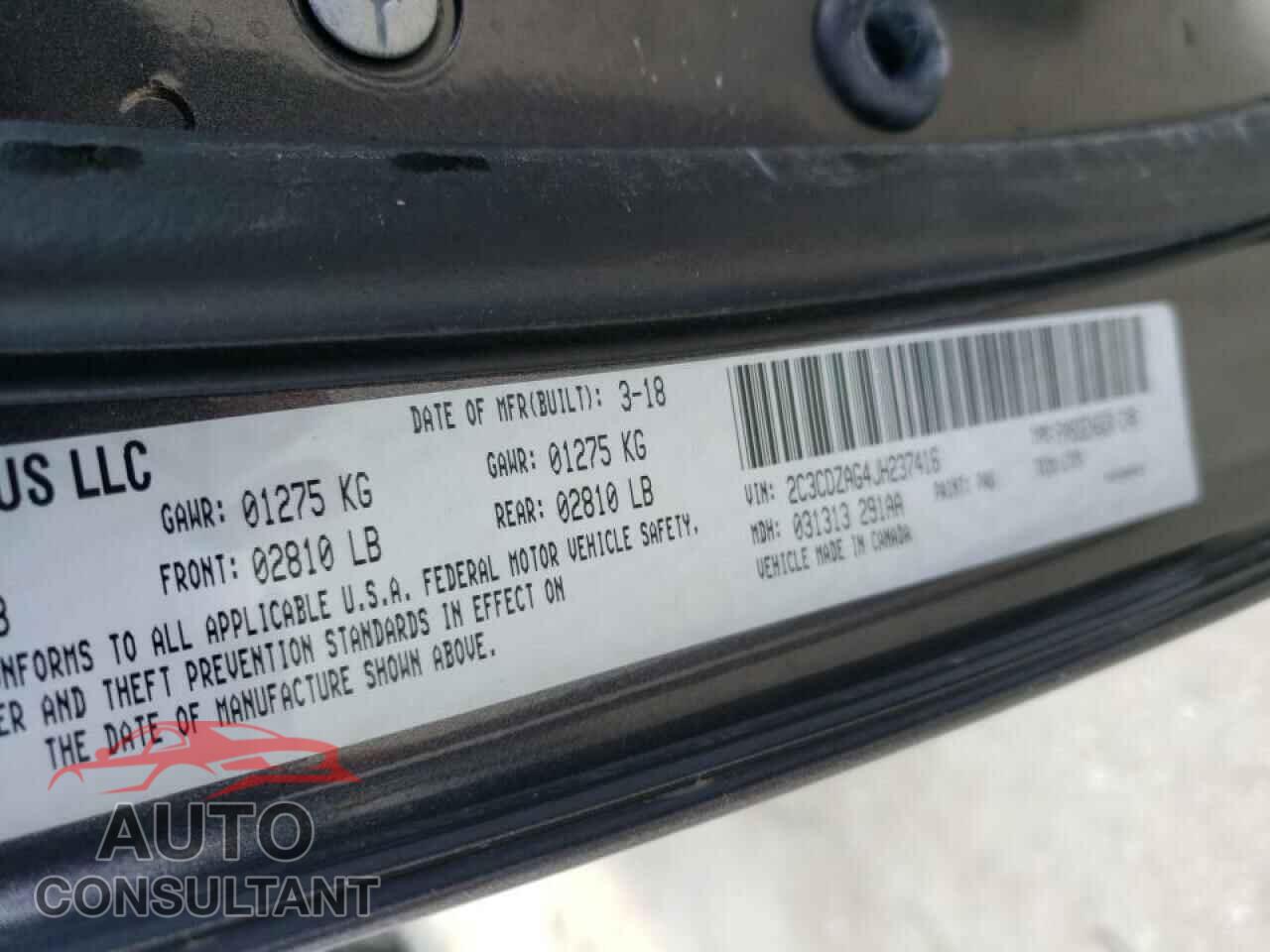 DODGE CHALLENGER 2018 - 2C3CDZAG4JH237416