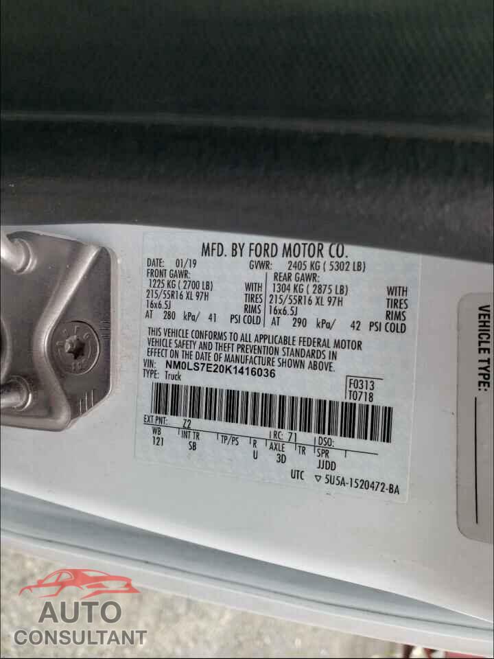 FORD TRANSIT CO 2019 - NM0LS7E20K1416036