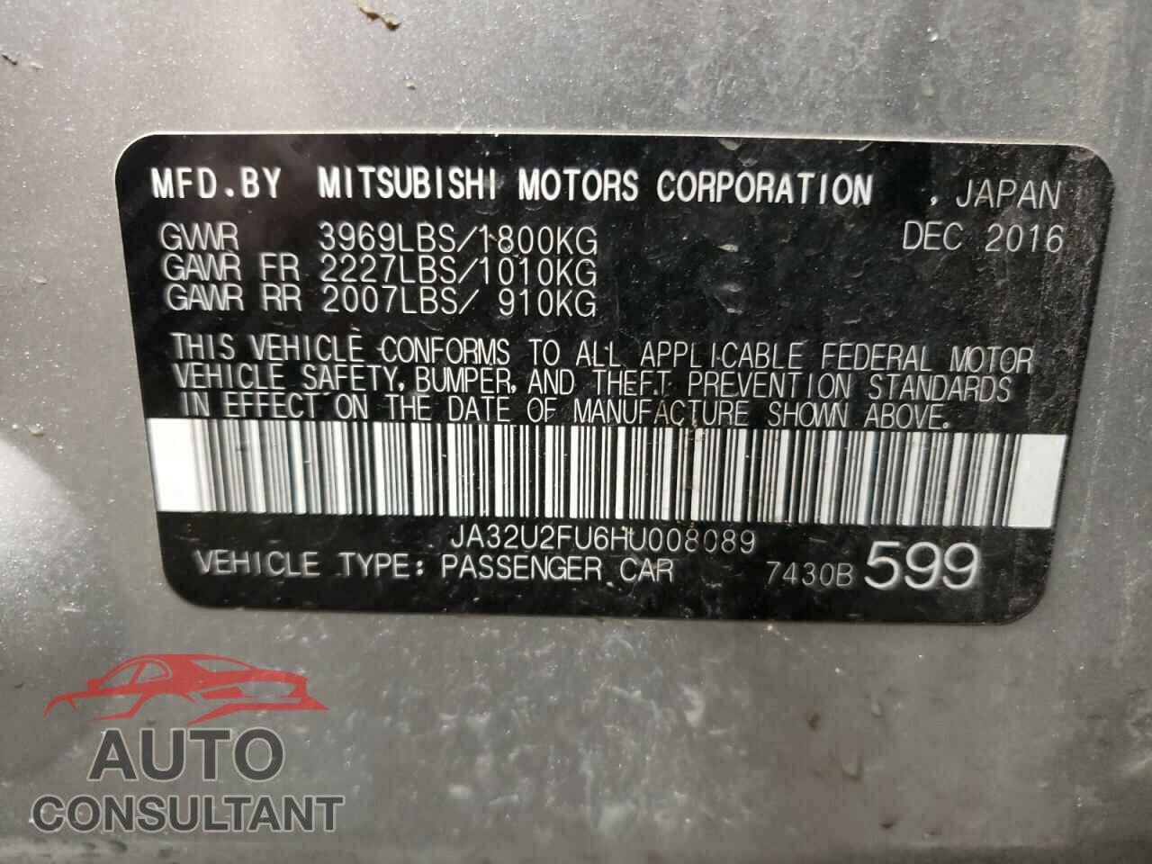 MITSUBISHI LANCER 2017 - JA32U2FU6HU008089