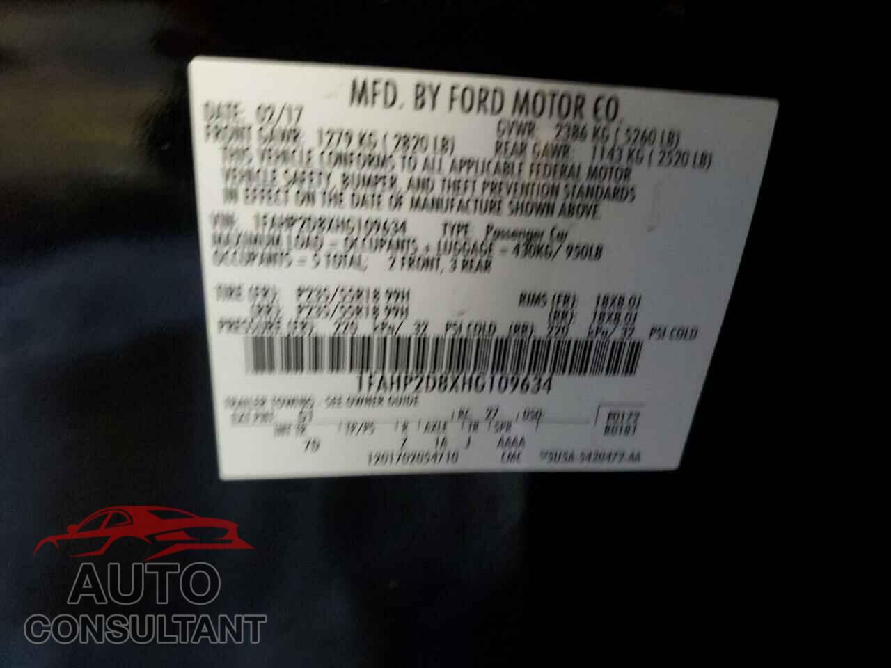 FORD TAURUS 2017 - 1FAHP2D8XHG109634