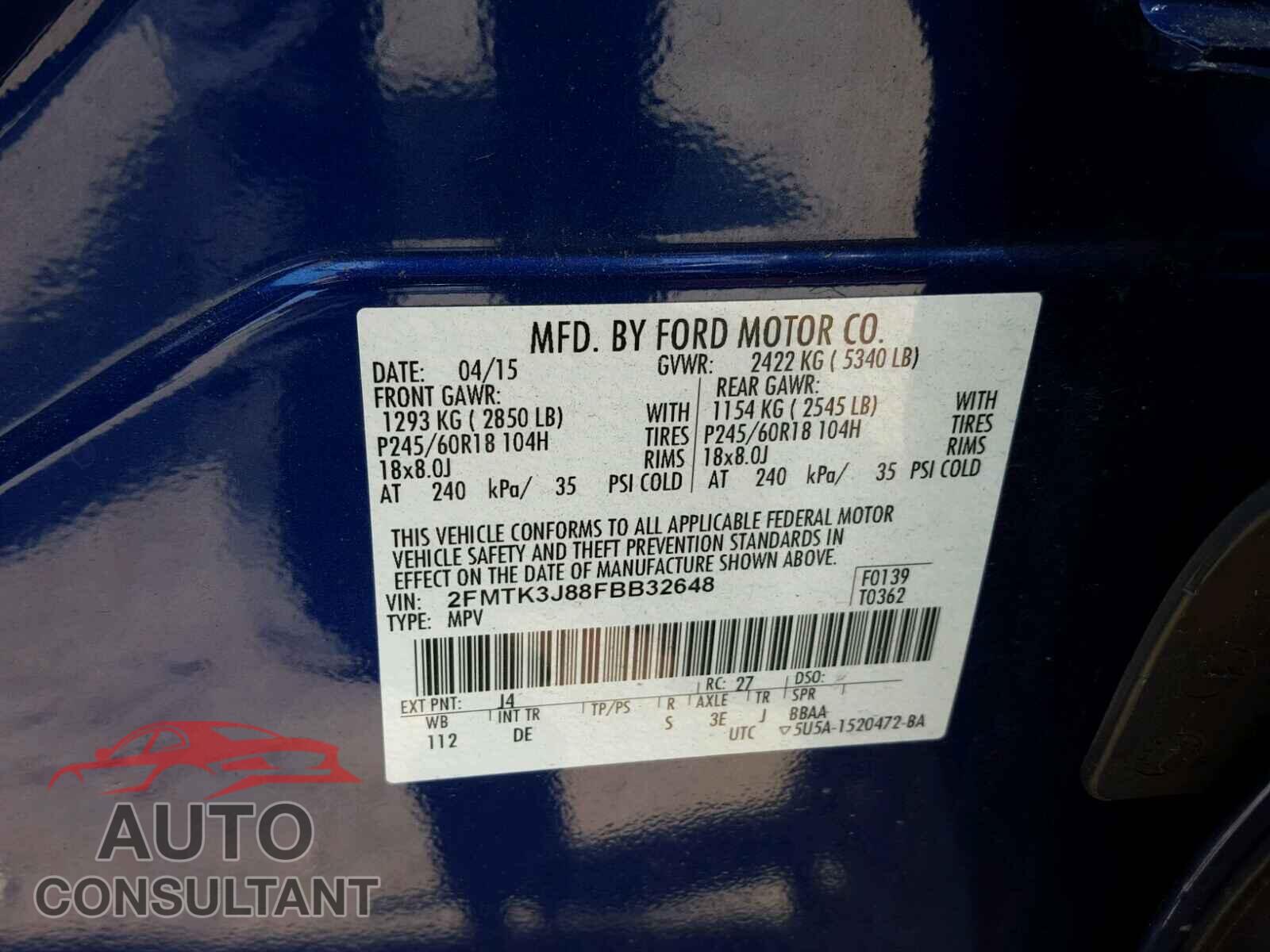 FORD EDGE SEL 2015 - 2FMTK3J88FBB32648
