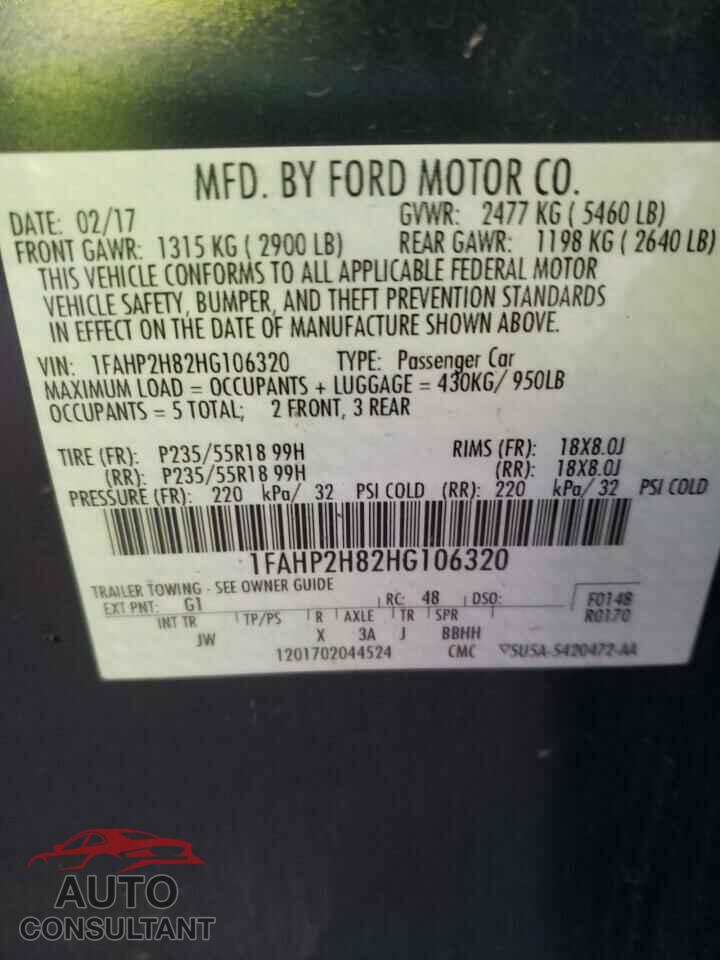 FORD TAURUS 2017 - 1FAHP2H82HG106320