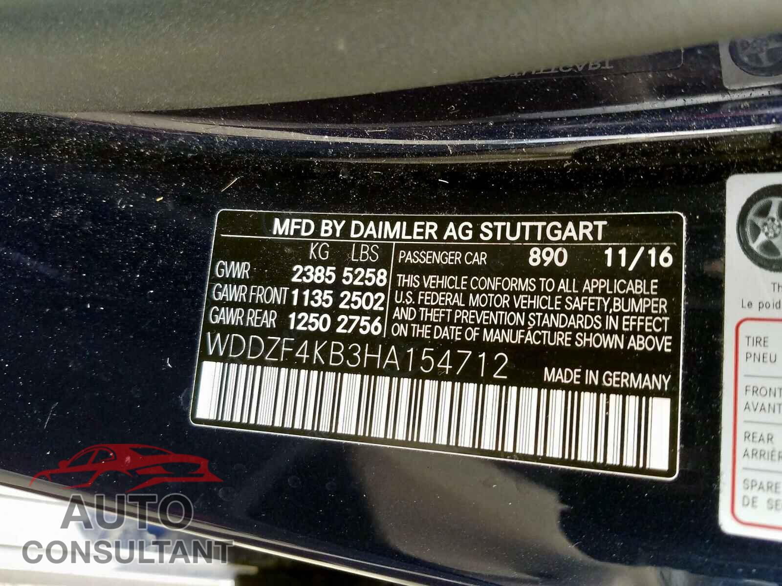 MERCEDES-BENZ E CLASS 2017 - WDDZF4KB3HA154712