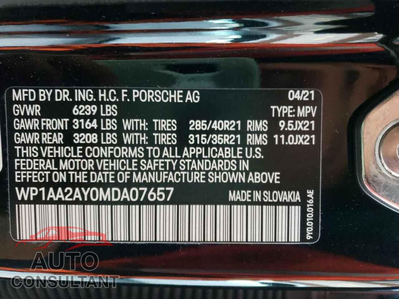PORSCHE CAYENNE 2021 - WP1AA2AY0MDA07657